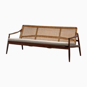 Mid-Century Modern Sofa in Teak and Cane by Hartmut Lohmeyer for Wilkhahn, 1950s-AO-2028321