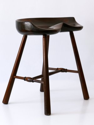 Mid-Century Modern Solid Wood Stool, Germany, 1950s-WPT-1360255