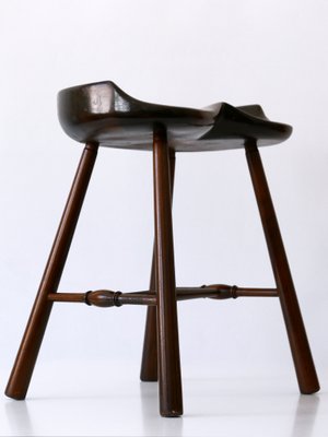 Mid-Century Modern Solid Wood Stool, Germany, 1950s-WPT-1360255