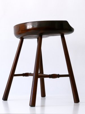 Mid-Century Modern Solid Wood Stool, Germany, 1950s-WPT-1360255