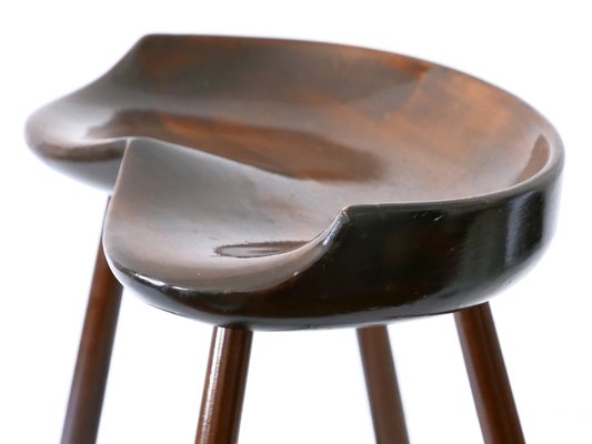 Mid-Century Modern Solid Wood Stool, Germany, 1950s-WPT-1360255