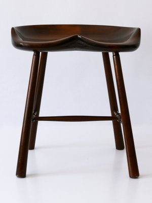 Mid-Century Modern Solid Wood Stool, Germany, 1950s-WPT-1360255