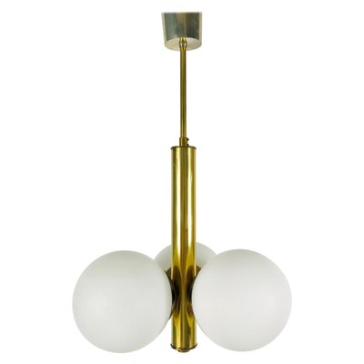 Mid-Century Modern Space Age Golden 3-Arm Chandelier from Kaiser Leuchten, 1960s-PUK-617832