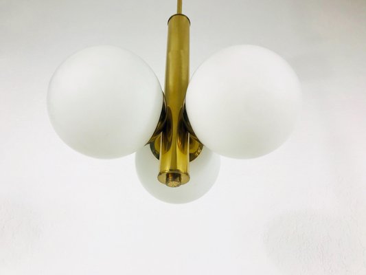 Mid-Century Modern Space Age Golden 3-Arm Chandelier from Kaiser Leuchten, 1960s-PUK-617832