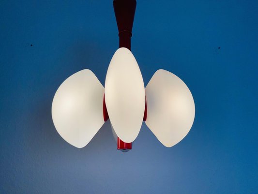 Mid-Century Modern Space Age Red Kaiser Chandelier from Kaiser Idell / Kaiser Leuchten, Germany, 1960s-PUK-1450269