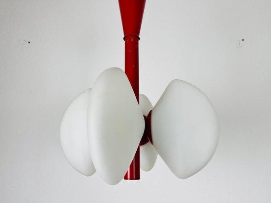 Mid-Century Modern Space Age Red Kaiser Chandelier from Kaiser Idell / Kaiser Leuchten, Germany, 1960s-PUK-1450269