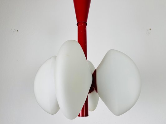 Mid-Century Modern Space Age Red Kaiser Chandelier from Kaiser Idell / Kaiser Leuchten, Germany, 1960s-PUK-1450269