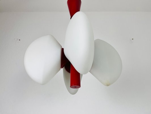 Mid-Century Modern Space Age Red Kaiser Chandelier from Kaiser Idell / Kaiser Leuchten, Germany, 1960s-PUK-1450269