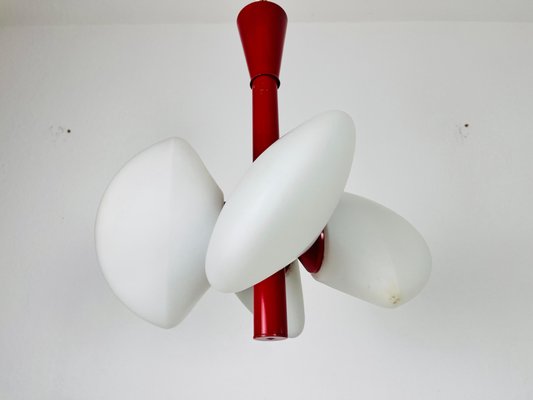 Mid-Century Modern Space Age Red Kaiser Chandelier from Kaiser Idell / Kaiser Leuchten, Germany, 1960s-PUK-1450269