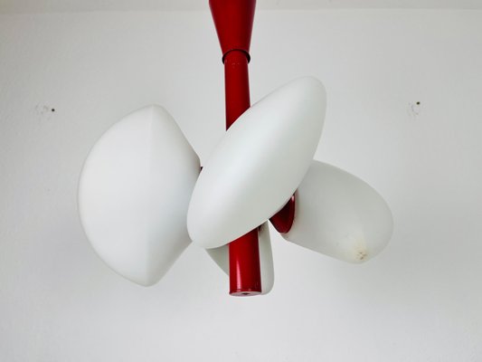 Mid-Century Modern Space Age Red Kaiser Chandelier from Kaiser Idell / Kaiser Leuchten, Germany, 1960s-PUK-1450269