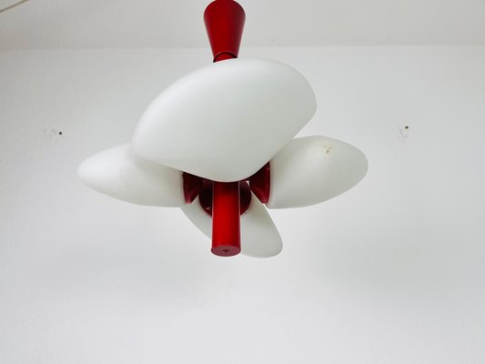 Mid-Century Modern Space Age Red Kaiser Chandelier from Kaiser Idell / Kaiser Leuchten, Germany, 1960s-PUK-1450269