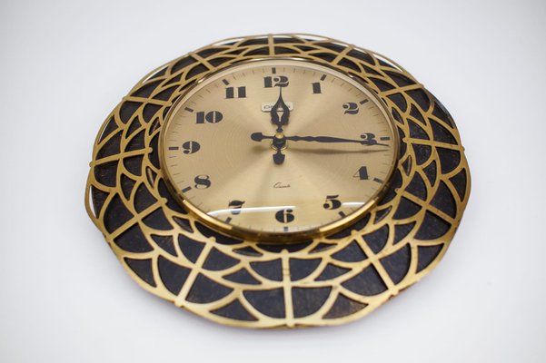 Mid-Century Modern Spider Web Wall Clock in Brass from Pallas, 1960s-KQB-1175254