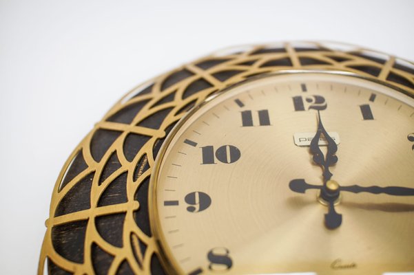 Mid-Century Modern Spider Web Wall Clock in Brass from Pallas, 1960s-KQB-1175254