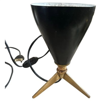 Mid-Century Modern Sputnik Desk Lamp in Black Aluminum and Brass, 1950s-NMK-2036009