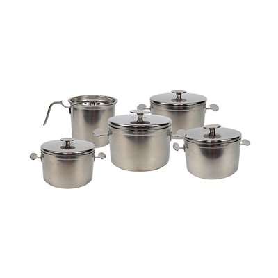 Mid-Century Modern Stainless Steel Pans by Dick Simonis for Gero, Set of 5-RY-1702523