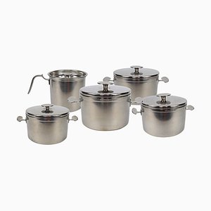 Mid-Century Modern Stainless Steel Pans by Dick Simonis for Gero, Set of 5-RY-1702523