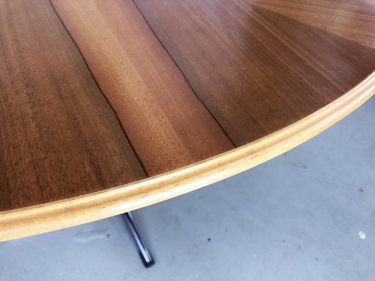 Mid-Century Modern Starburst Round Living Room Table in Walnut & Chrome, Germany, 1960s-PBW-1821280