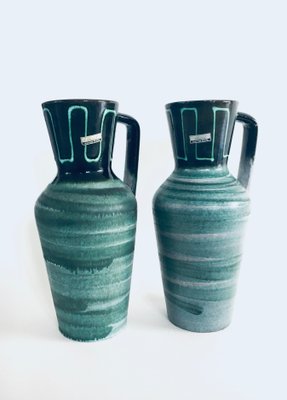 Mid-Century Modern Studio Pottery Vase Set by Scheurich, West Germany, 1960s, Set of 2-RQV-942085