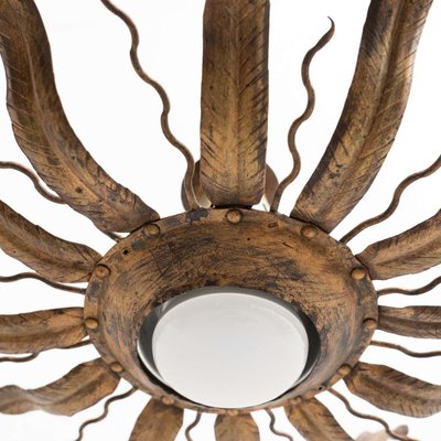 Mid-Century Modern Sunburst Brass Ceiling Lamp, 1960s-WM-1441755