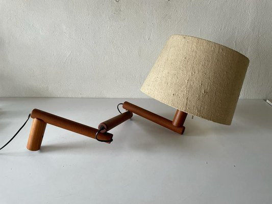 Mid-Century Modern Swedish Adjustable Wall Lamp in Wood with Fabric Shade, 1960s-RDS-1420009