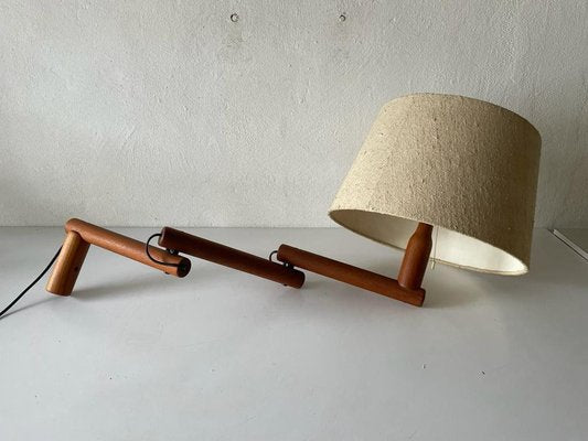 Mid-Century Modern Swedish Adjustable Wall Lamp in Wood with Fabric Shade, 1960s-RDS-1420009