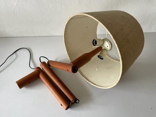 Mid-Century Modern Swedish Adjustable Wall Lamp in Wood with Fabric Shade, 1960s-RDS-1420009