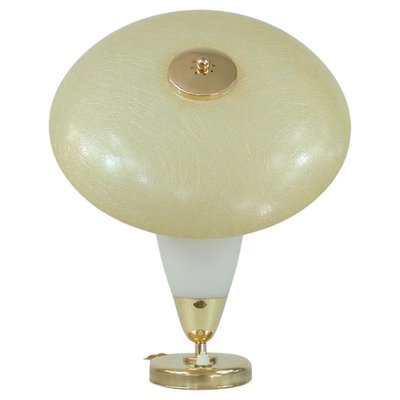 Mid-Century Modern Swedish Saucer Table Lamp in Opaline and Fiberglass, 1950s-OE-1177821