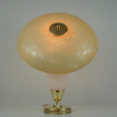 Mid-Century Modern Swedish Saucer Table Lamp in Opaline and Fiberglass, 1950s-OE-1177821