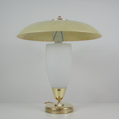 Mid-Century Modern Swedish Saucer Table Lamp in Opaline and Fiberglass, 1950s-OE-1177821