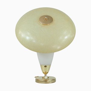 Mid-Century Modern Swedish Saucer Table Lamp in Opaline and Fiberglass, 1950s-OE-1177821