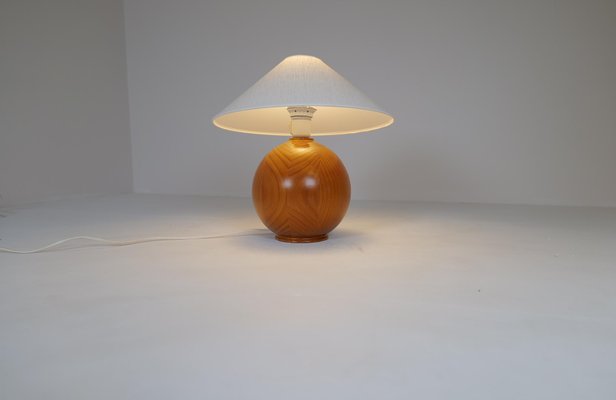 Mid-Century Modern Swedish Solid Pine Sculptural Table Lamp, 1970s-UYK-1191707