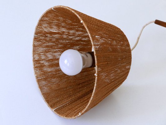 Mid-Century Modern Swing Teak & Sisal Wall Light, Denmark, 1960s-WPT-2016281