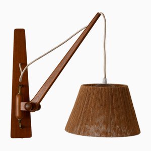 Mid-Century Modern Swing Teak & Sisal Wall Light, Denmark, 1960s-WPT-2016281