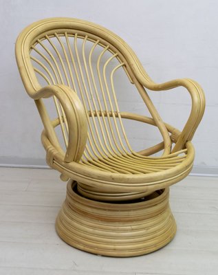 Mid-Century Modern Swivel and Rocking Bamboo Chair, 1970s-FER-767942