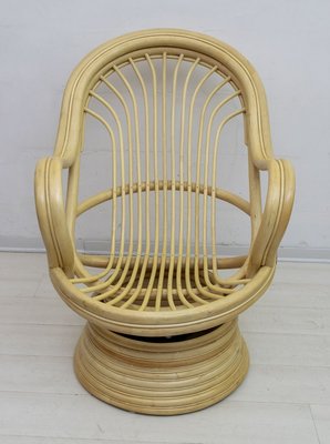 Mid-Century Modern Swivel and Rocking Bamboo Chair, 1970s-FER-767942