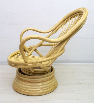 Mid-Century Modern Swivel and Rocking Bamboo Chair, 1970s-FER-767942