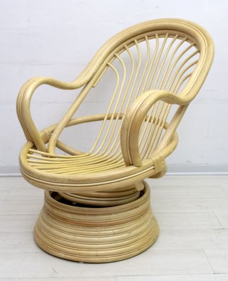 Mid-Century Modern Swivel and Rocking Bamboo Chair, 1970s-FER-767942