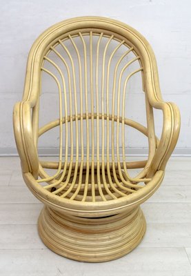 Mid-Century Modern Swivel and Rocking Bamboo Chair, 1970s-FER-767942