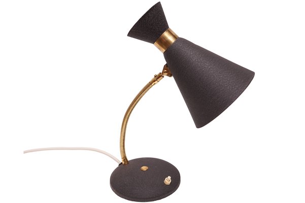 Mid-Century Modern Table Lamp with Black Shade, 1950s-KIJ-838167