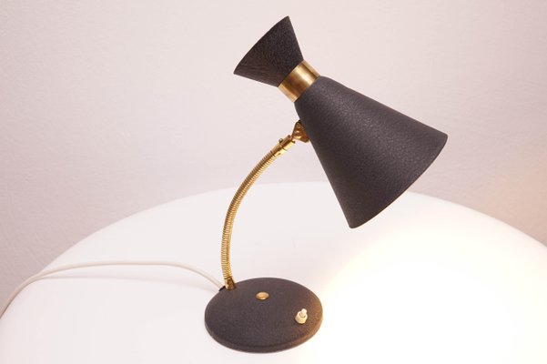 Mid-Century Modern Table Lamp with Black Shade, 1950s-KIJ-838167