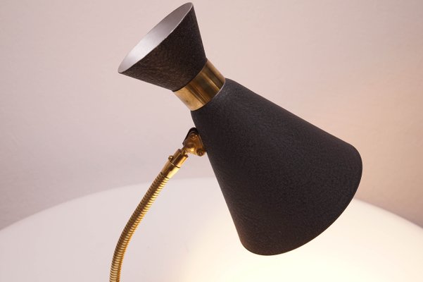 Mid-Century Modern Table Lamp with Black Shade, 1950s-KIJ-838167