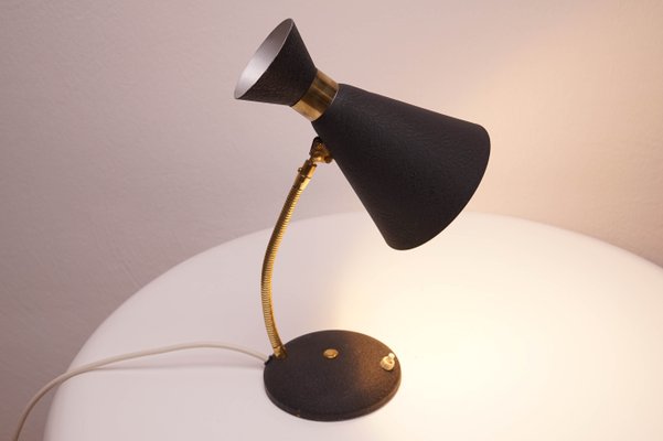 Mid-Century Modern Table Lamp with Black Shade, 1950s-KIJ-838167