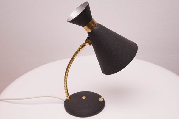 Mid-Century Modern Table Lamp with Black Shade, 1950s-KIJ-838167