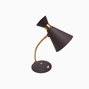 Mid-Century Modern Table Lamp with Black Shade, 1950s-KIJ-838167