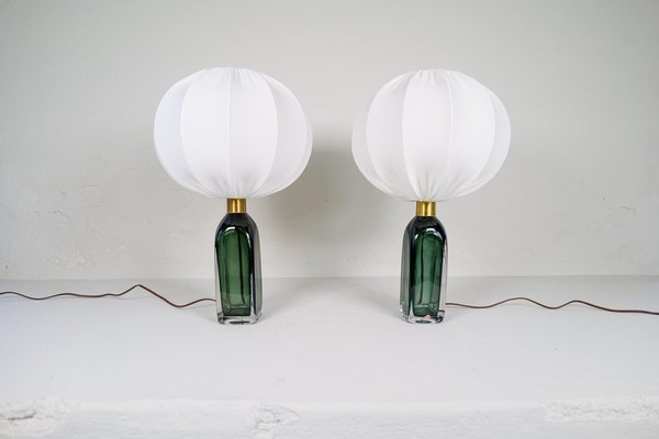 Mid-Century Modern Table Lamps attributed to Carl Fagerlund for Orrefors, Sweden, 1960s, Set of 2-UYK-1723505