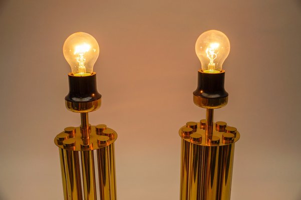 Mid-Century Modern Table Lamps in Brass, 1960s, Set of 2-KQB-1782506