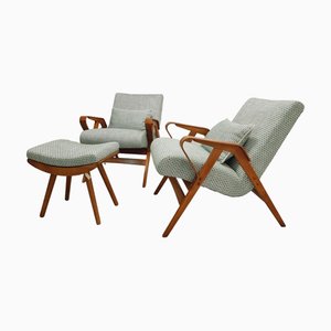 Mid-Century Modern Tatra Armchairs with Footrest, Former Czechoslovakia, 1960s, Set of 3-SAK-1785200