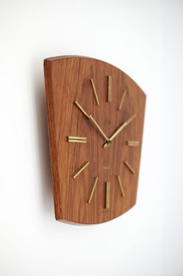 Mid-Century Modern Teak and Brass Wall Clock by Elexacta Schatz, Germany, 1960s-KQB-1417057