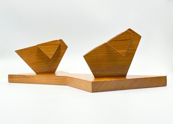 Mid-Century Modern Teak Birds Sculpture with Candleholder, 1960s-ZCY-1785597