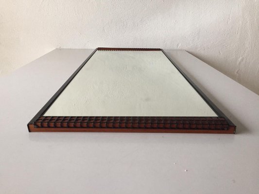 Mid-Century Modern Teak & Black Metal Frame Mirror, 1960s-RDS-1147976